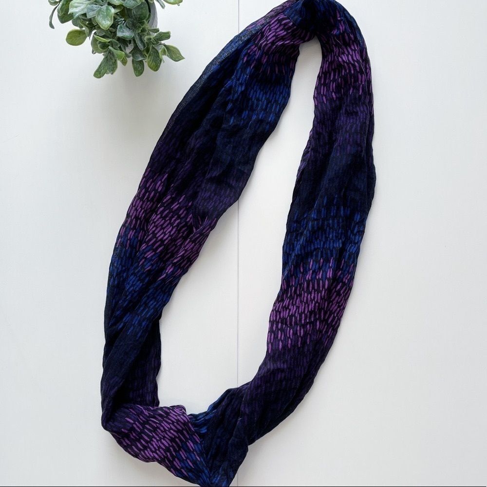 Calvin Klein Black, Purple & Blue Dot Patterned Lightweight Infinity Loop Scarf